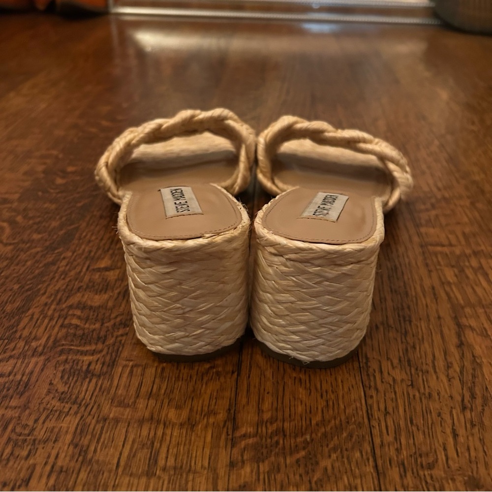 Steve Madden Niah Square Toe Jute Block Heel Sandals - Picture 5 of 8